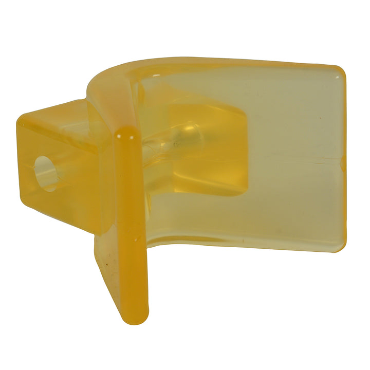 Yellow PVC Y-Stop roller bracket from C.E. Smith, 3x3 inches with 1/2 inch inner diameter for boat trailer support.