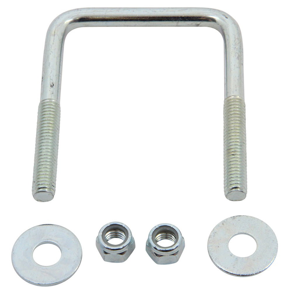 C.E. Smith Zinc U-bolt 7/16" x 3-1/8" x 4" with washers and nuts, designed for square rollers and brackets.