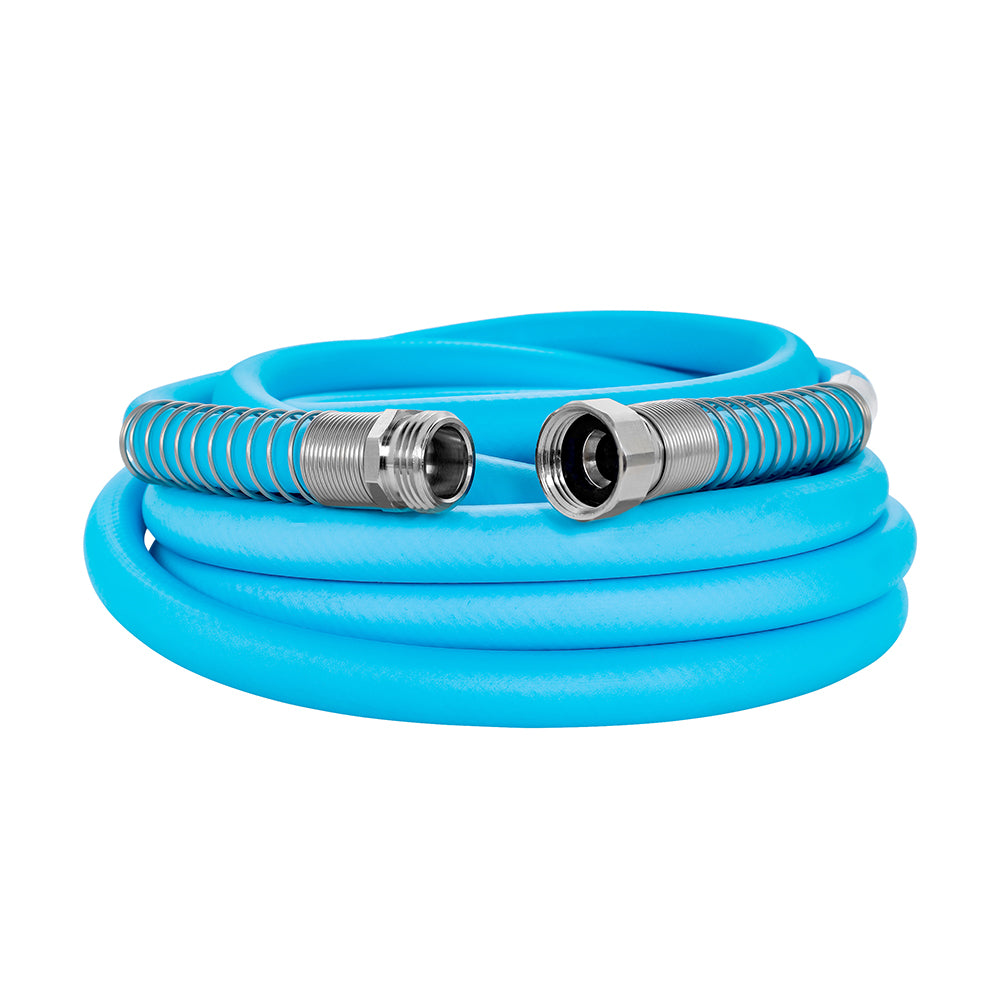 Camco EvoFlex 25-foot drinking water hose, flexible and durable RV accessory with secure fittings for safe water transfer.