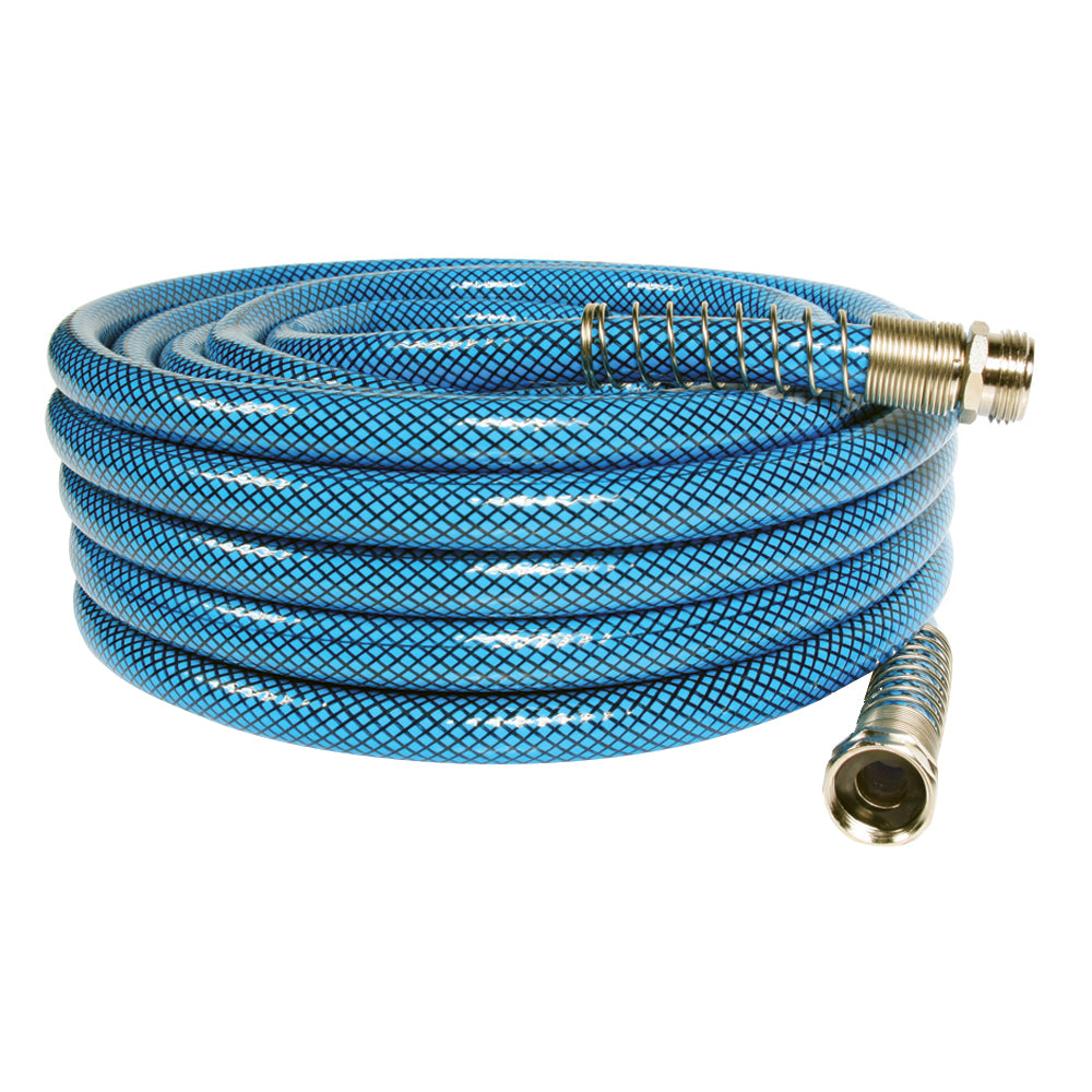 Camco Premium Drinking Water Hose, 50-foot anti-kink water hose for outdoor use, durable and flexible accessory.