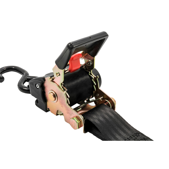Camco 2-inch retractable tie-down straps with 6 dual hooks, durable accessories for securing cargo.
