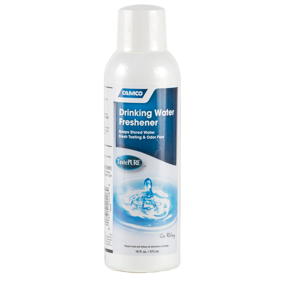 Camco TastePURE drinking water freshener bottle, 16oz, designed for accessories to improve water taste and freshness.