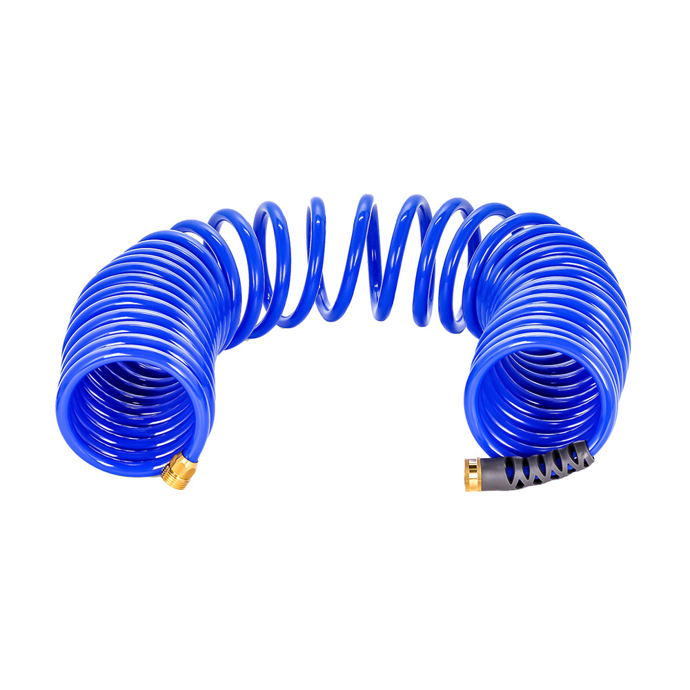 Camco Coil Hose 40 for cleaning, coiled flexible hose with durable construction, ideal for outdoor cleaning tasks