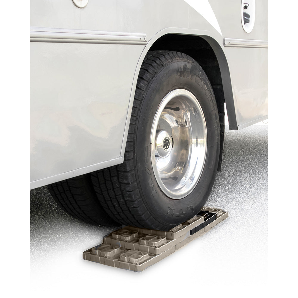 Set of 10 Camco FasTen Leveling Blocks with T-Handle, 2x2 inches, brown hitches and accessories for RV leveling and stabilization