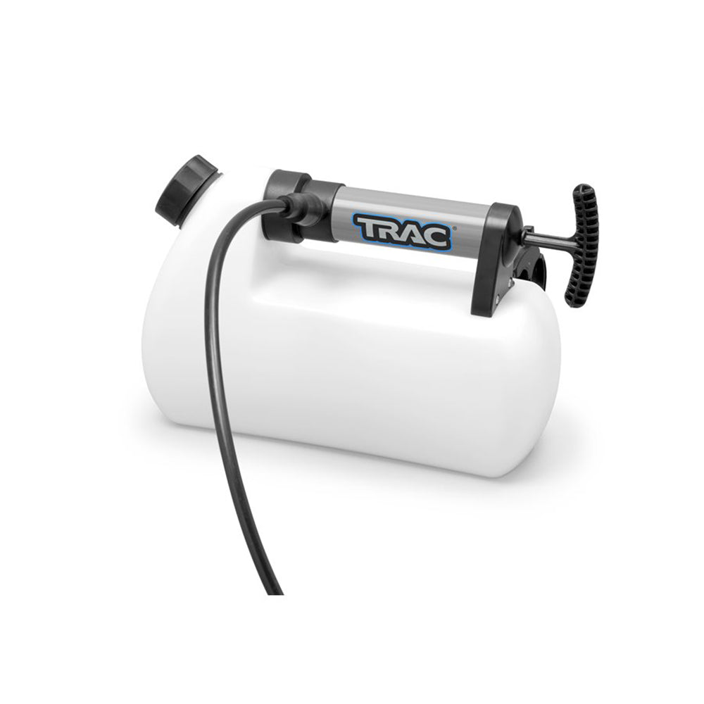 Camco 3-liter fluid extractor for oil change systems, featuring a clear tube and ergonomic handle for easy fluid extraction.