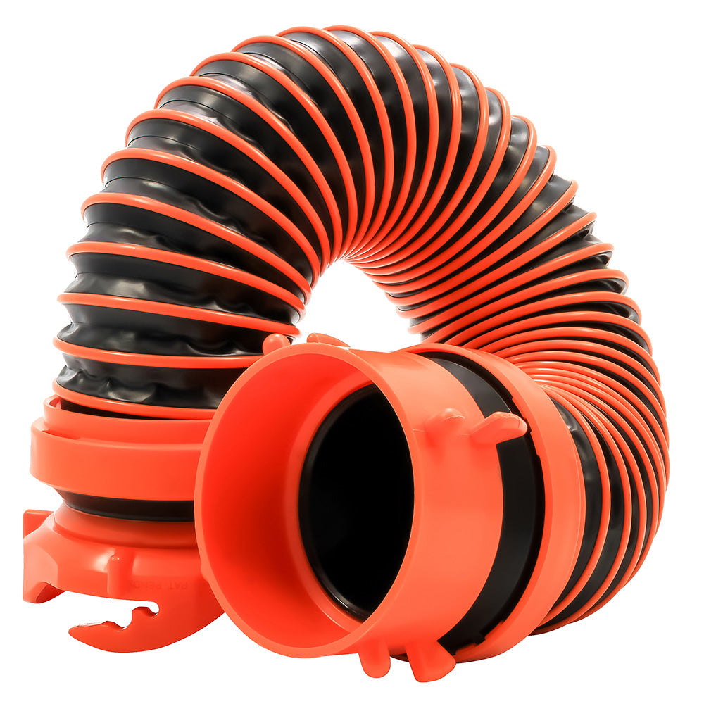 Camco RhinoEXTREME 2-Compartment Sanitation Hose for RV wastewater disposal, durable and easy to connect.