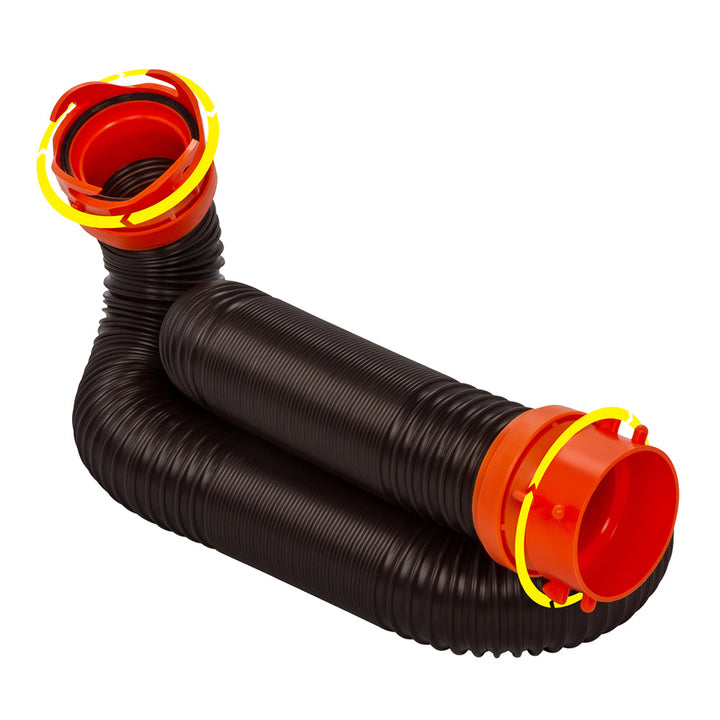 Camco RhinoFLEX 10 sewer hose extension with swivel bayonet lug for sanitation, featuring flexible, durable RV waste management accessory.