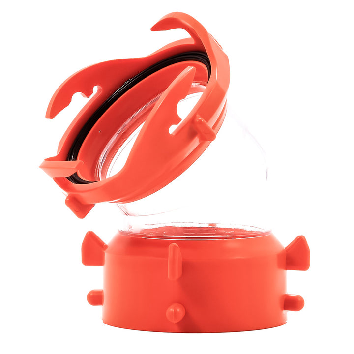 Camco RhinoFLEX 45-degree swivel fitting for sanitation, clear plastic, used in RV or camper sewer connections.