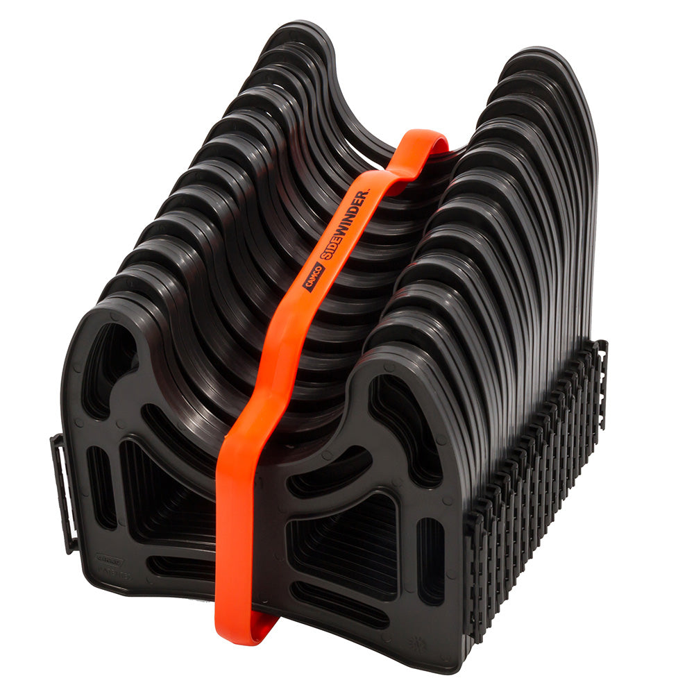 Camco Sidewinder plastic sewer hose support for sanitation, designed to stabilize and support 15-foot sewer hoses.