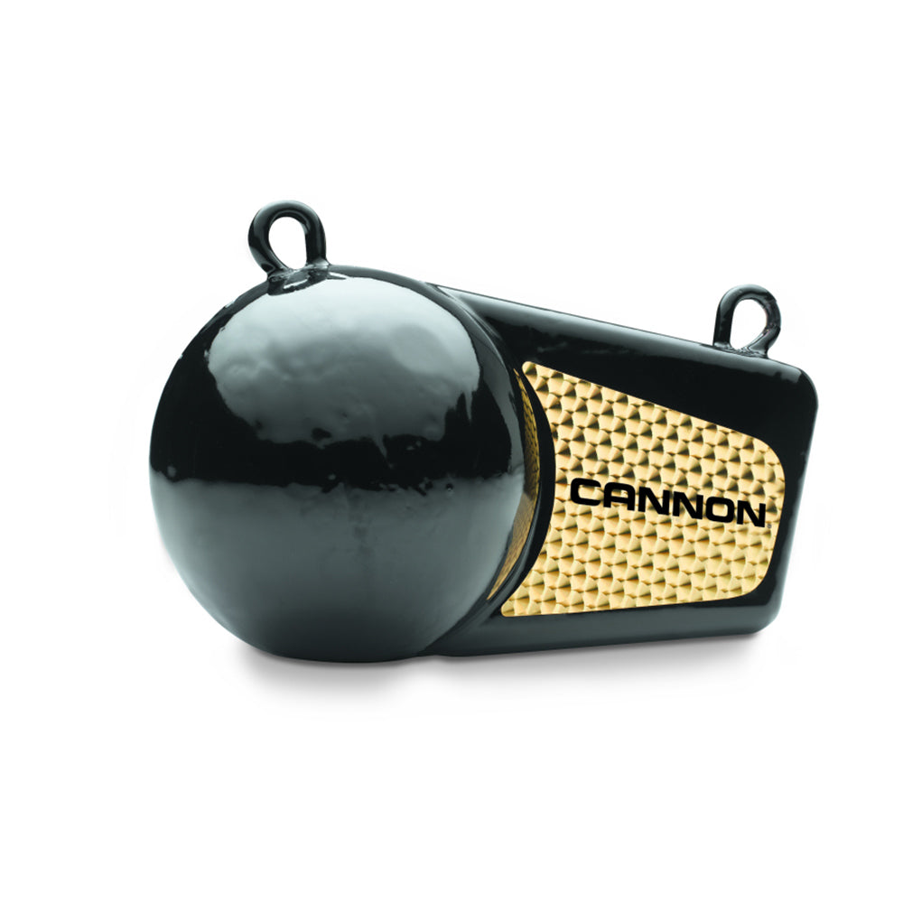 Cannon 16 lb Flash Weight downrigger accessory, black and yellow buoyant weight with adjustable strap for fishing equipment.