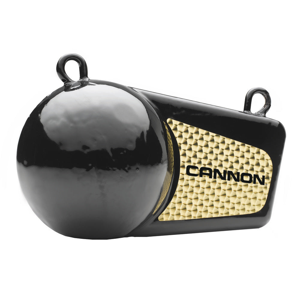 Cannon 6lb flash weight for downrigger accessories, showing a black and silver weighted device designed for fishing equipment.