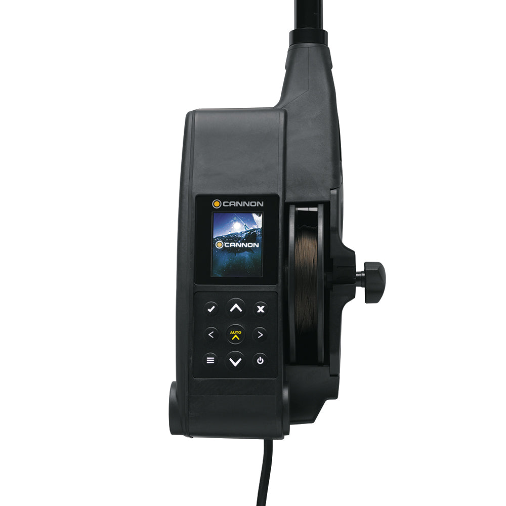 Cannon Optimum 10 BT electric downrigger for fishing, featuring a durable frame and control system for precise trolling.