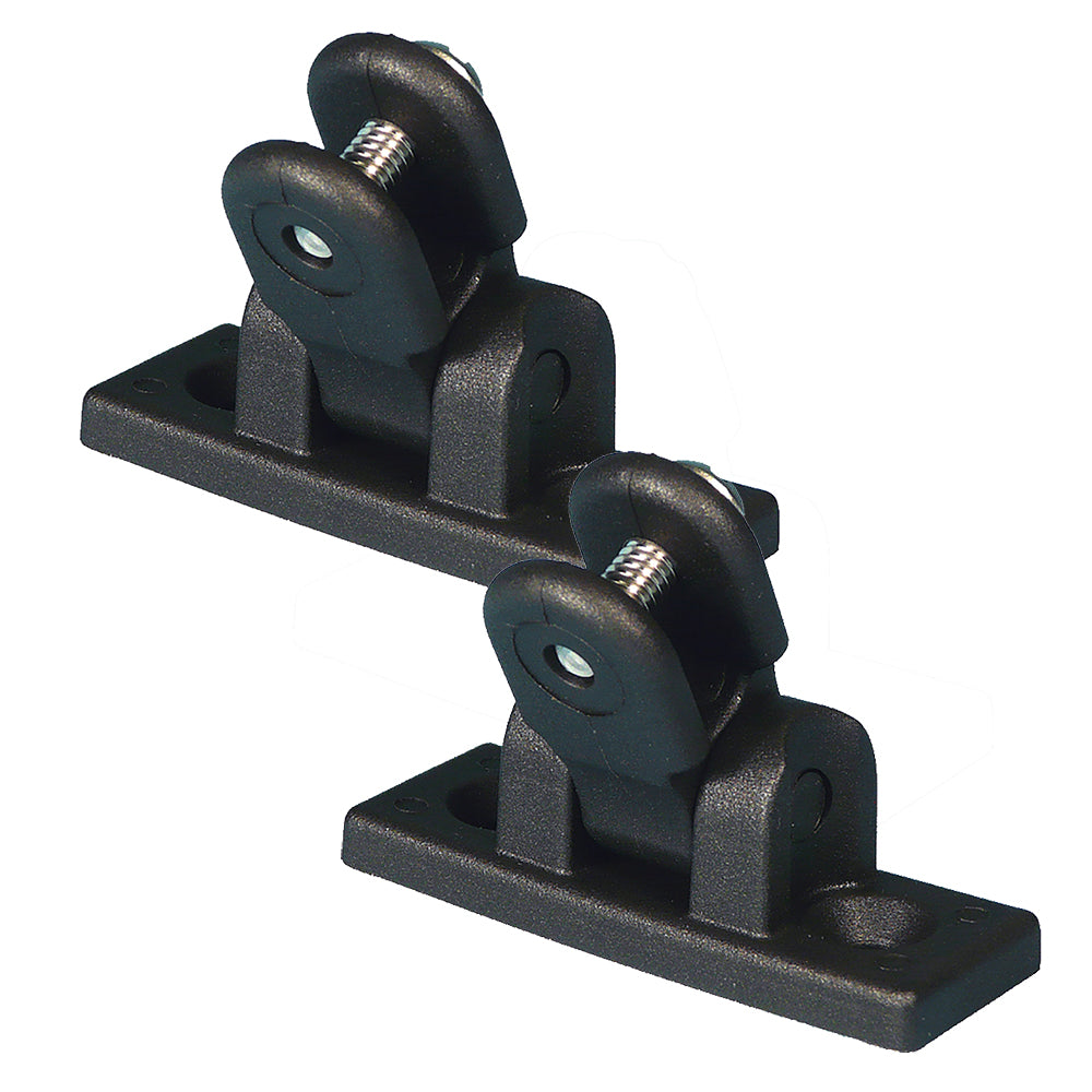 Pair of black Carver Deck Hinge Nylon hinges for galley or deck applications, by Carver by Covercraft.