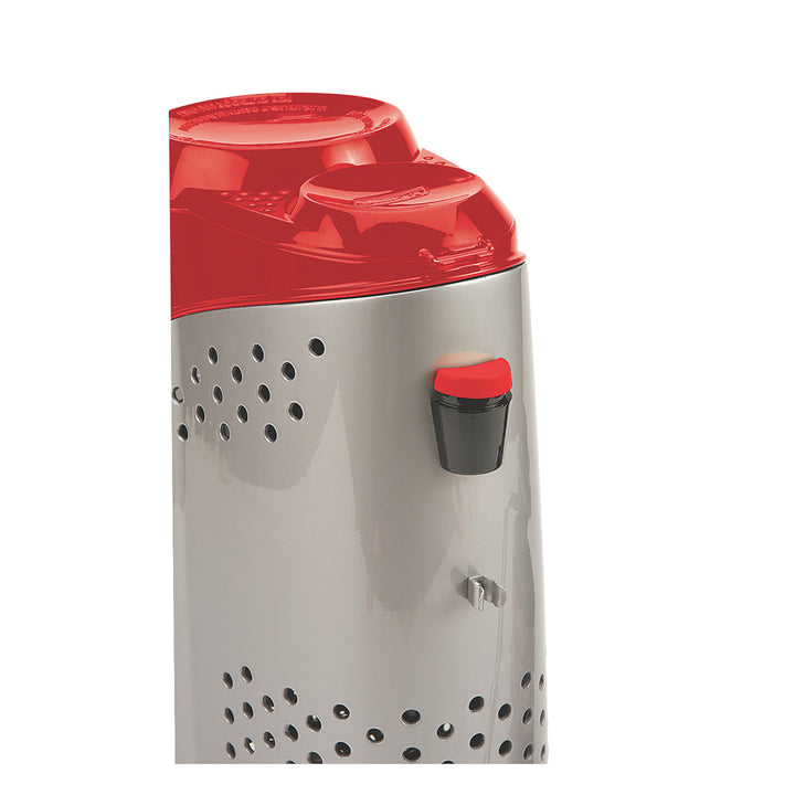 Coleman 10-cup portable propane camping coffeemaker with handle and brewing chamber, ideal for outdoor camping trips.