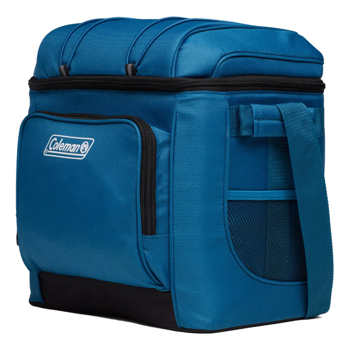 Coleman Chiller 30-Can Soft-Sided Portable Cooler in Deep Ocean, insulated cooler bag with handles, ideal for outdoor use