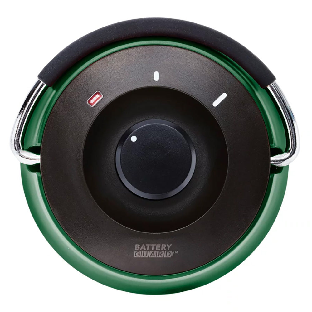 Green Coleman LED Lantern with 600 lumens brightness and BatteryGuard feature, designed for outdoor lighting and camping.