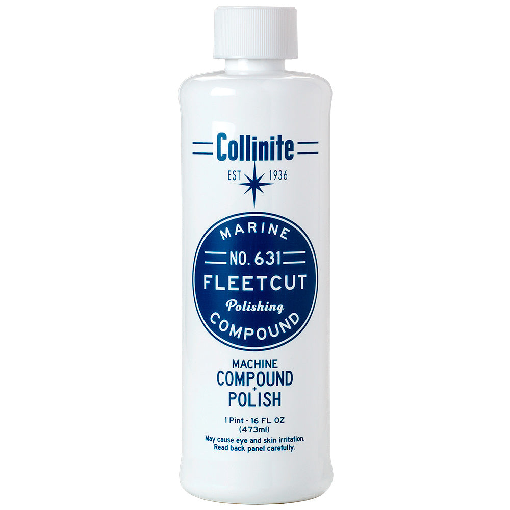 Collinite 631 Fleetcut polishing compound in 16oz container, ideal for cleaning and polishing vehicle surfaces.
