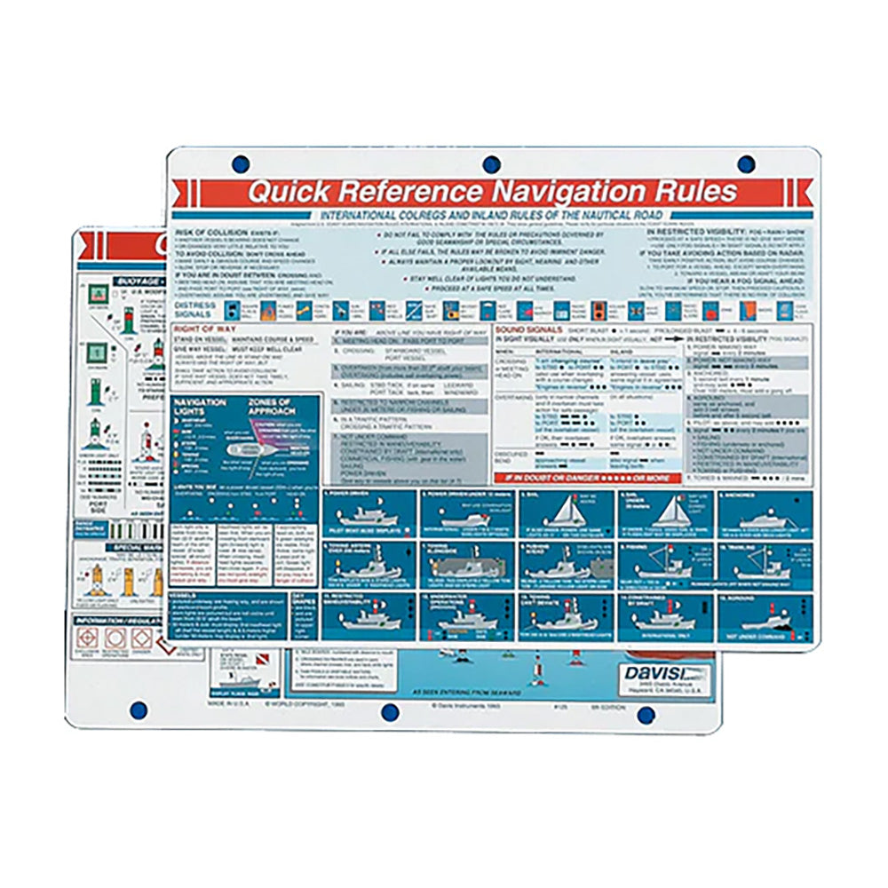 Davis Instruments Quick Reference Navigation Rules Card, accessory with navigation tips and rules for boating safety.