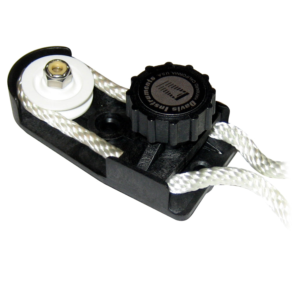 Davis Tiller Tamer hardware device by Davis Instruments, shown with metal components and adjustable parts for boat tiller control