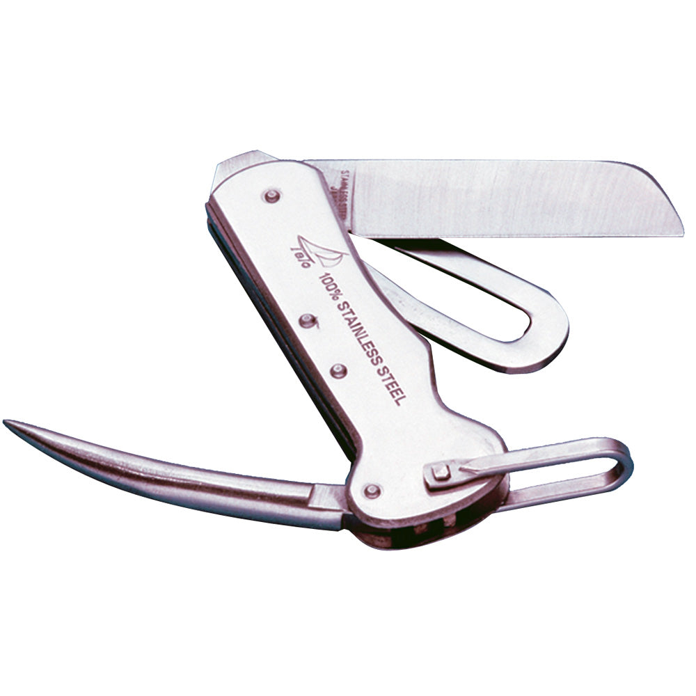 Davis Instruments Deluxe Rigging Knife with ergonomic handle and sharp blade for sailing and rigging tasks.