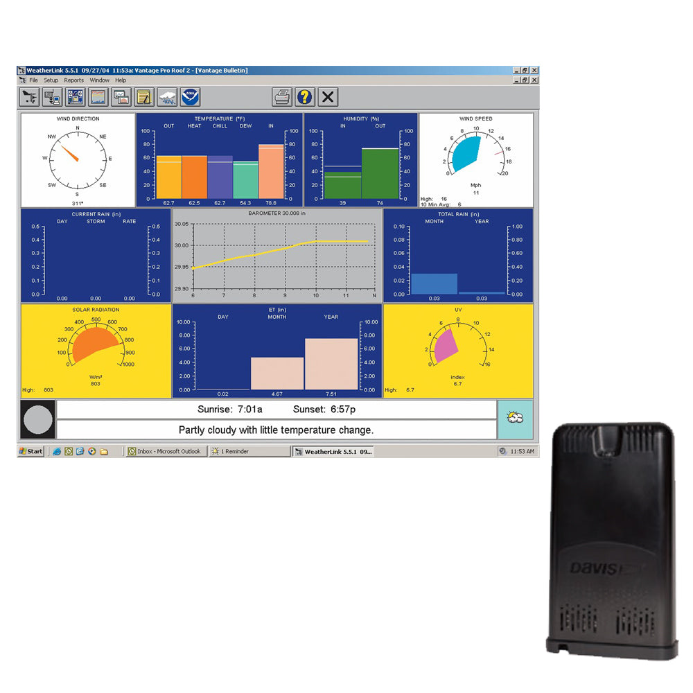 Davis Instruments WeatherLink Live weather instrument device with sensors and digital display for real-time weather data