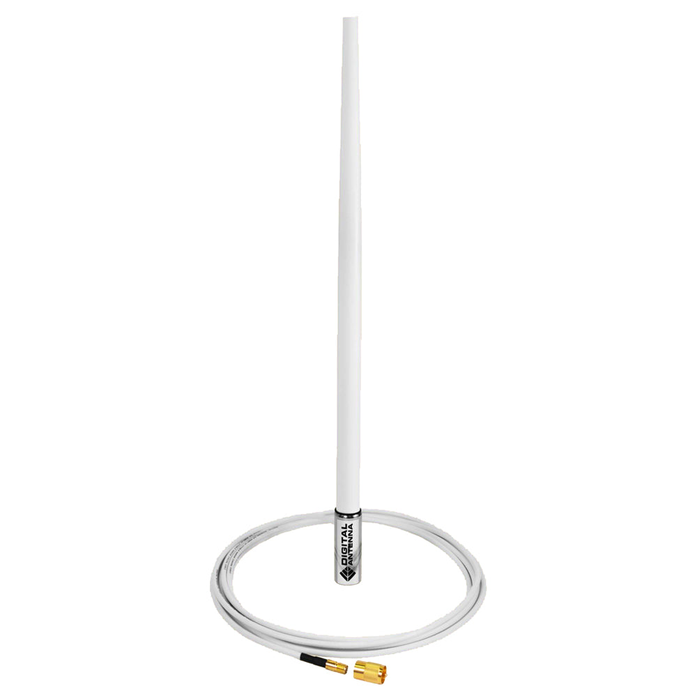 Digital Antenna 4 VHF/AIS white antenna with 15-foot cable, designed for marine and communication radio reception.