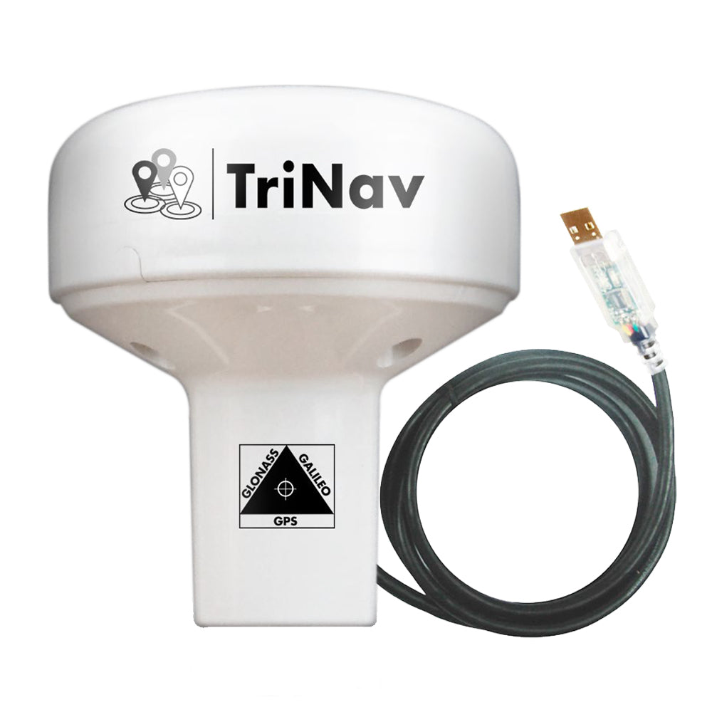 Digital Yacht GPS160 TriNav sensor with USB output, marine navigation accessory with digital display and connection ports.