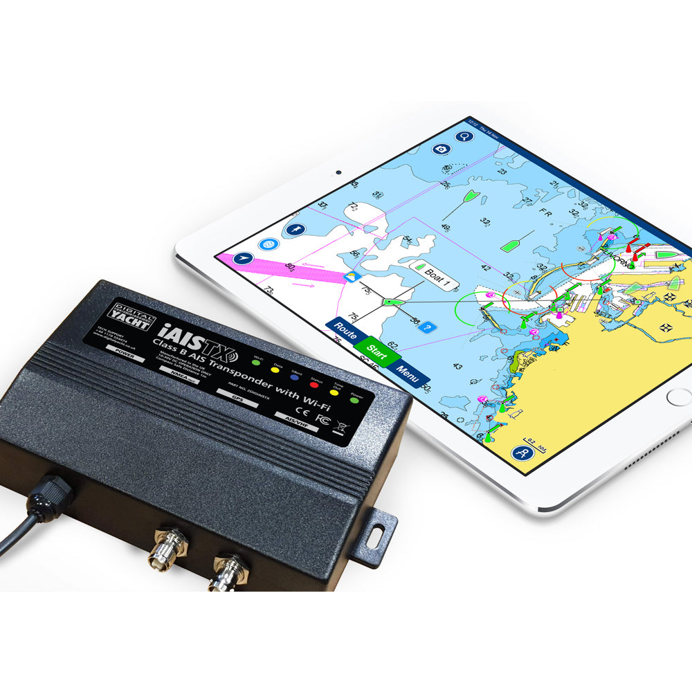 Digital Yacht iAISTX Class B wireless AIS transponder for marine vessel tracking and safety.
