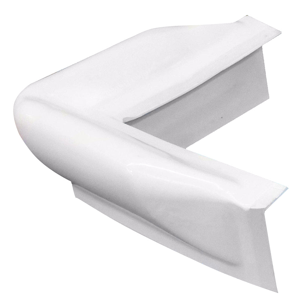 White Dock Edge Dock Bumper Corner Dockguard protects boat docks from impact, made of durable material for outdoor marine use.