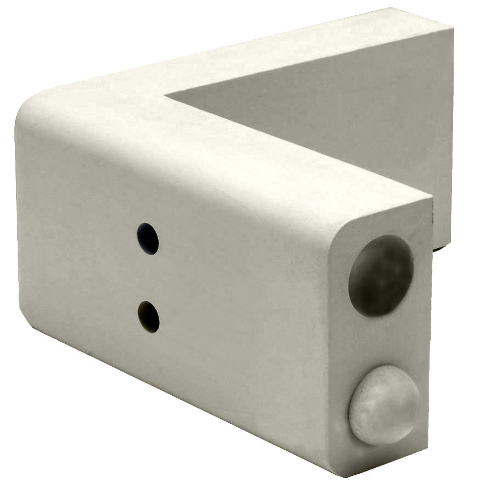 Dock Edge Dockorner Premium Foam Profile Large 9-inch Putty bumper guard for boat docks, shown on a dock corner.