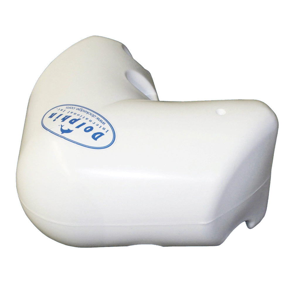 White Dock Edge Dolphin Dockside Bumper 12x12 corner guard for docks, made of durable marine-grade material.