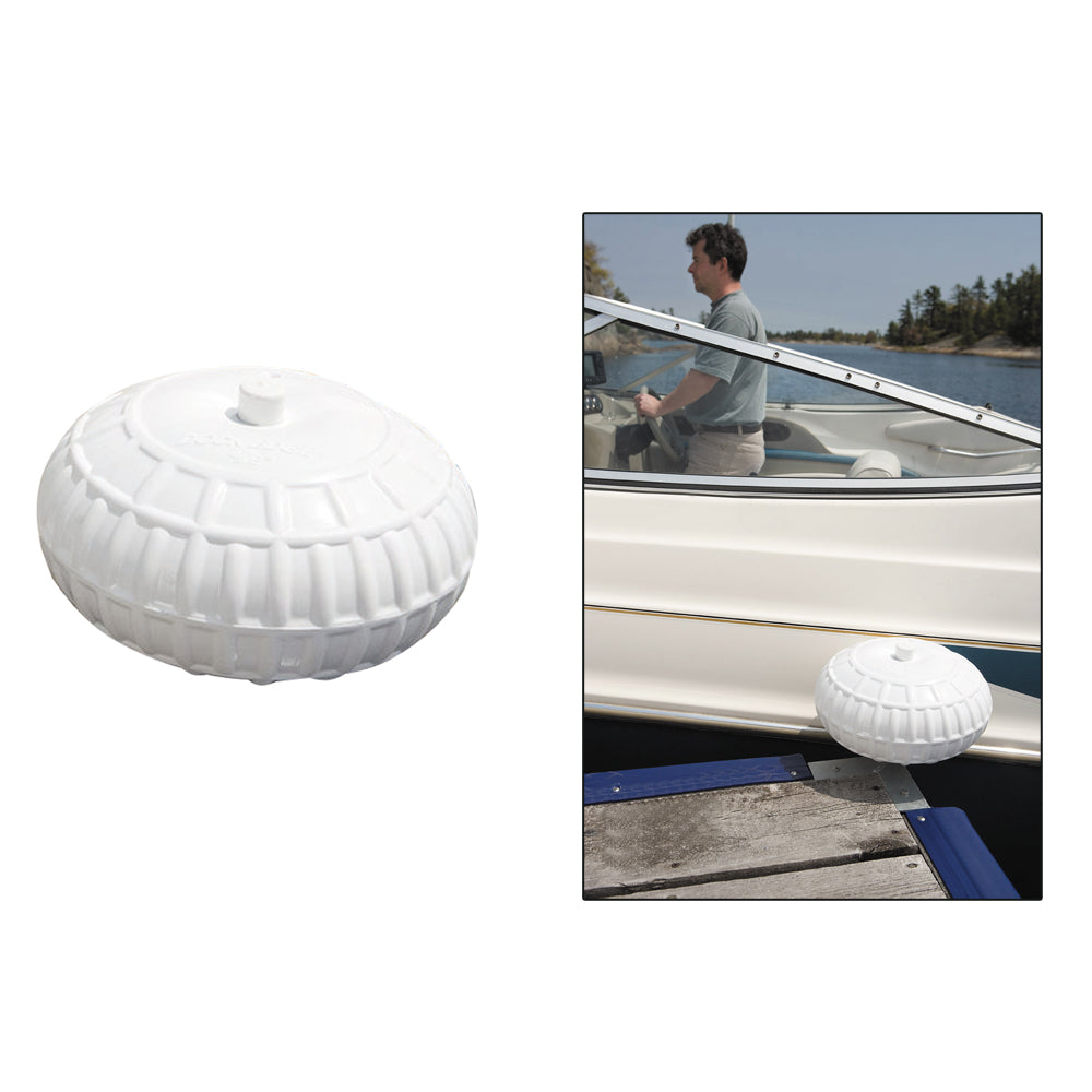 Dock Edge inflatable dock wheel bumper with 9-inch diameter for boat dock protection and easy maneuvering.