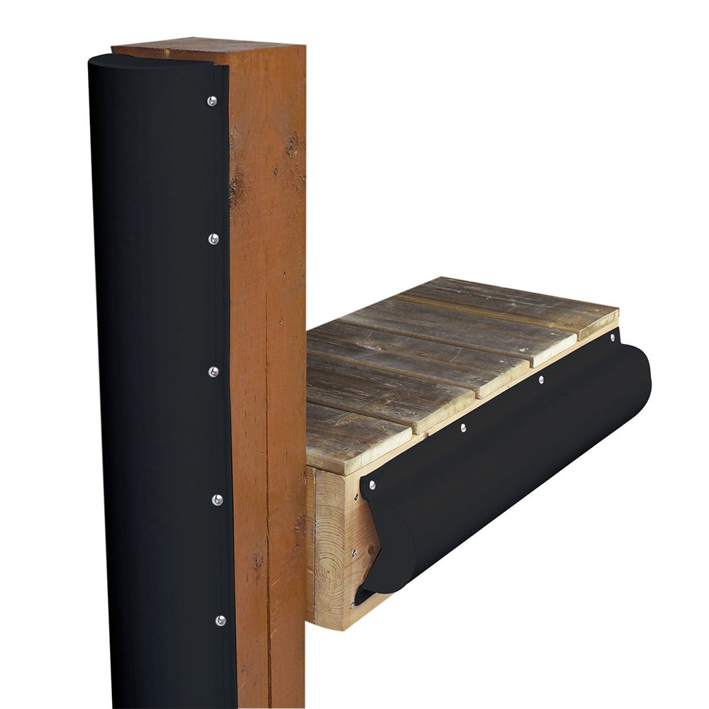 Black Dock Edge Piling Bumper with one capped end, 6-foot length, designed as a protective dock guard for piling.