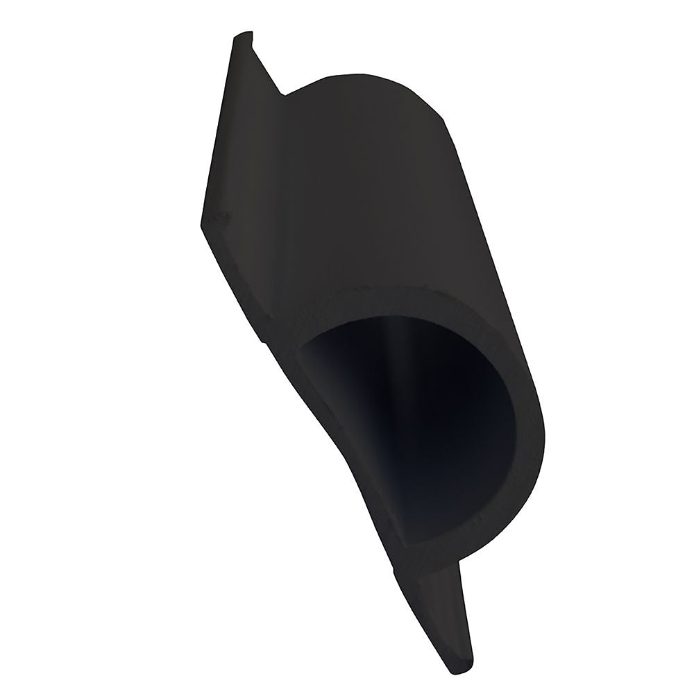 Black Dock Edge Standard "D" PVC Profile bumper guard, 16-foot roll for dock protection, durable and weather-resistant.