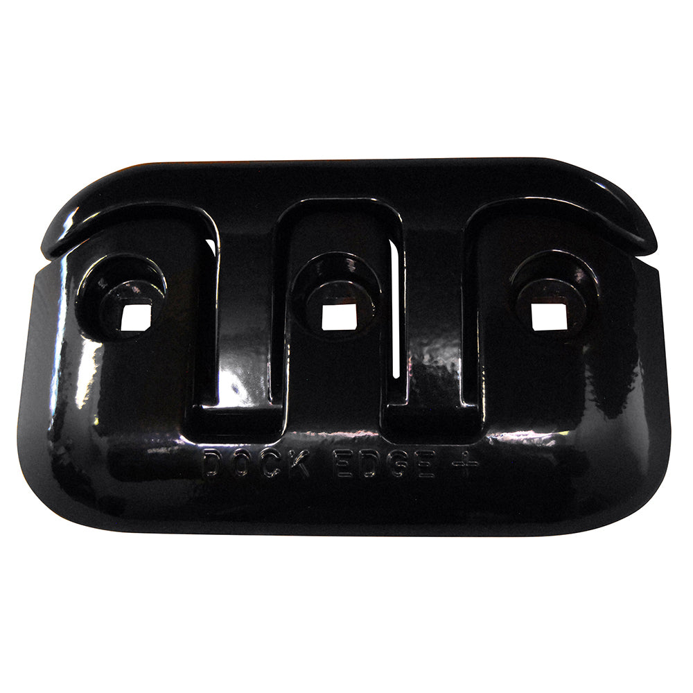 Black Dock Edge flip-up dock cleat, 8-inch marine hardware for secure boat and dock tie-downs, durable and weather-resistant.
