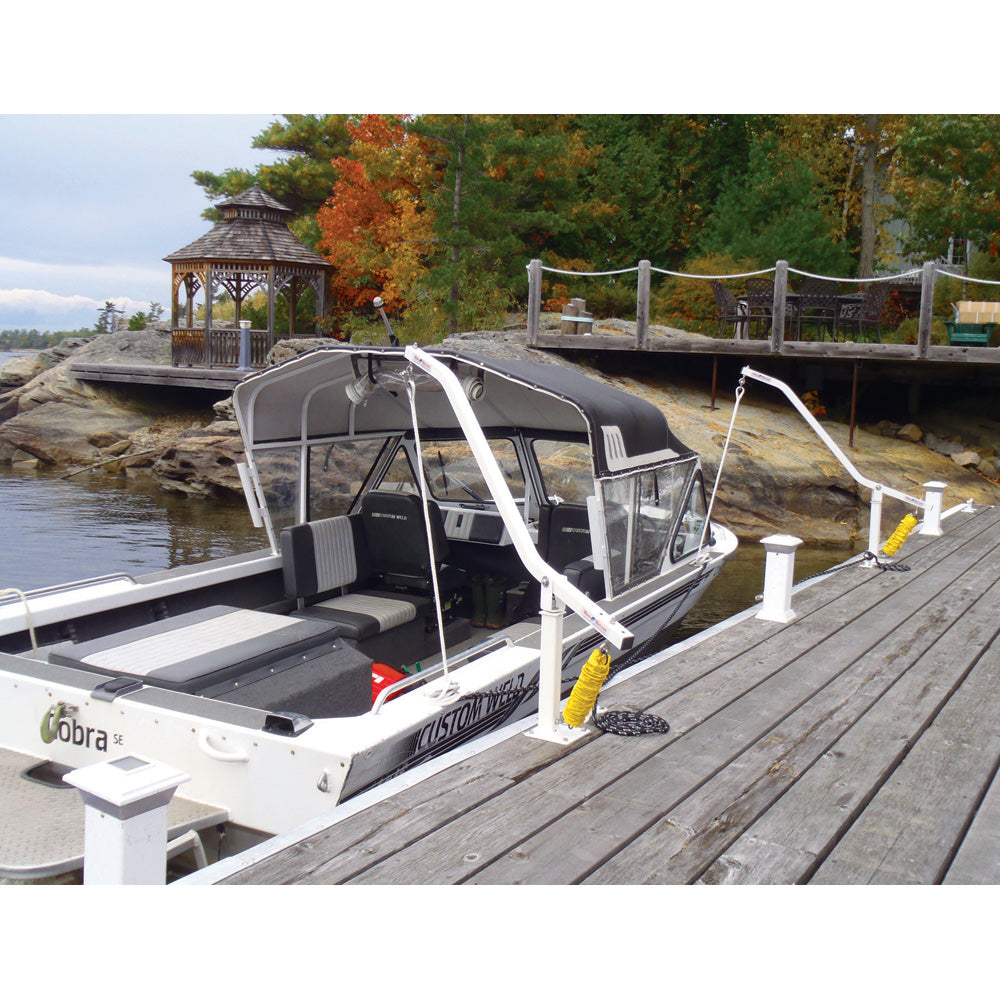 Dock Edge Wake Watchers Mooring System with durable mooring whips for secure boat docking and mooring.