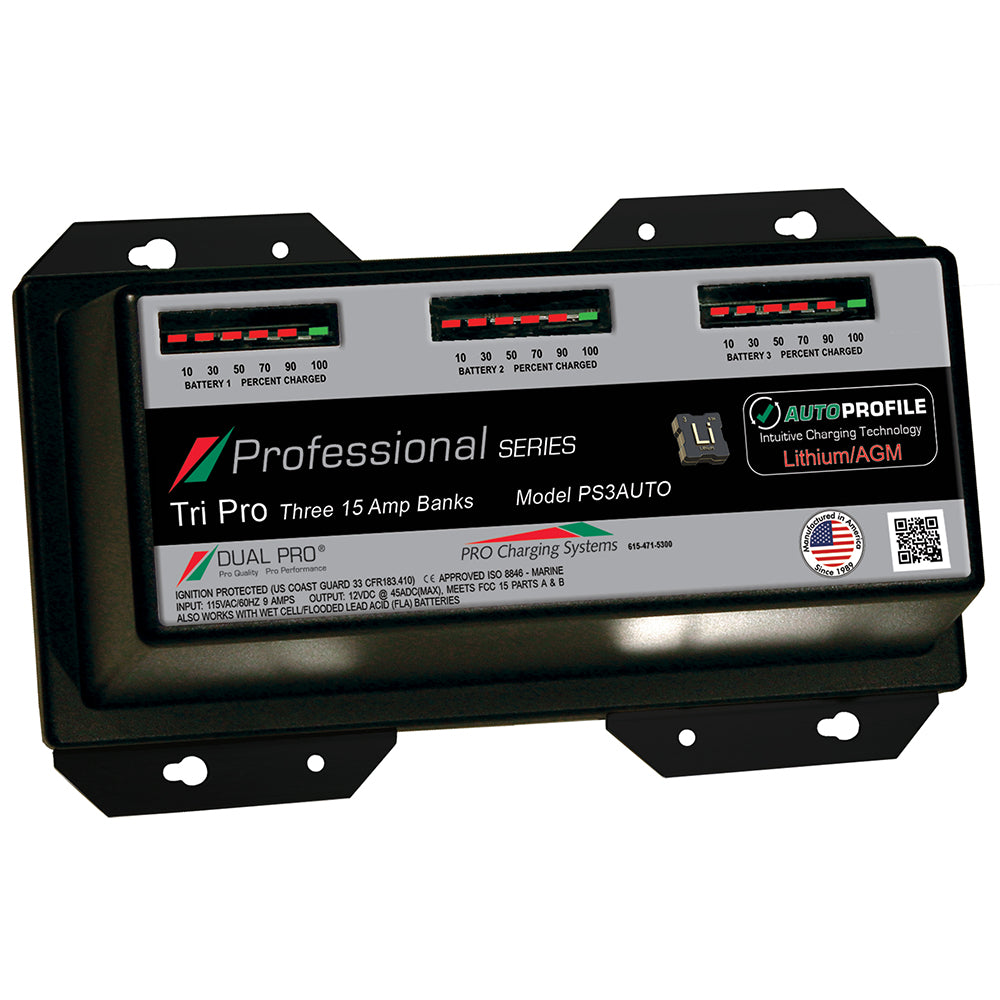 Chargeur de batterie lithium/AGM Dual Pro PS3 Auto 15 A (3 batteries)