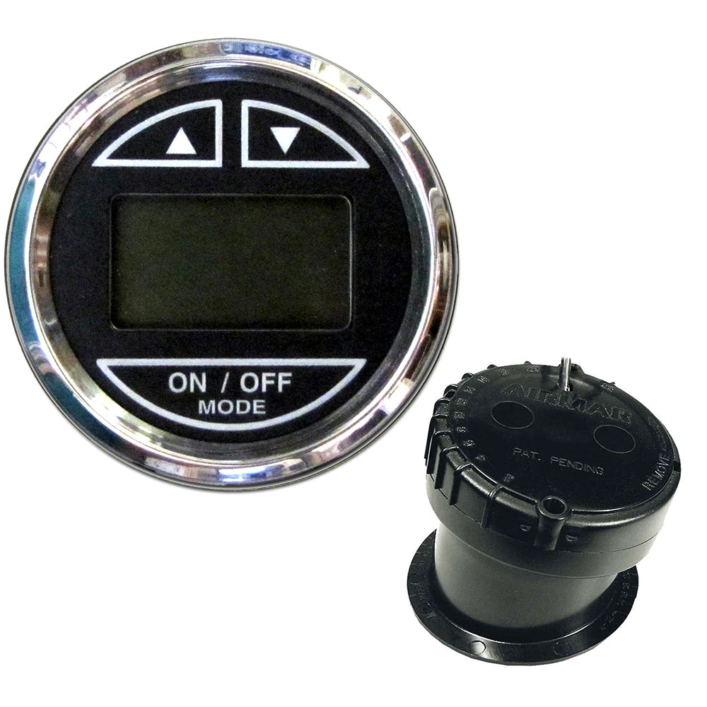 Faria Chesapeake Black 2-inch depth sounder gauge with in-hull transducer for marine depth measurement.