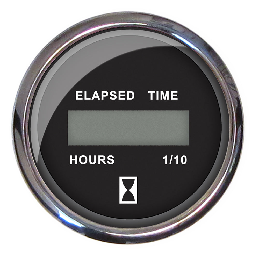 Faria Chesapeake Black 2-inch digital hourmeter gauge by Faria Beede Instruments for marine or industrial use
