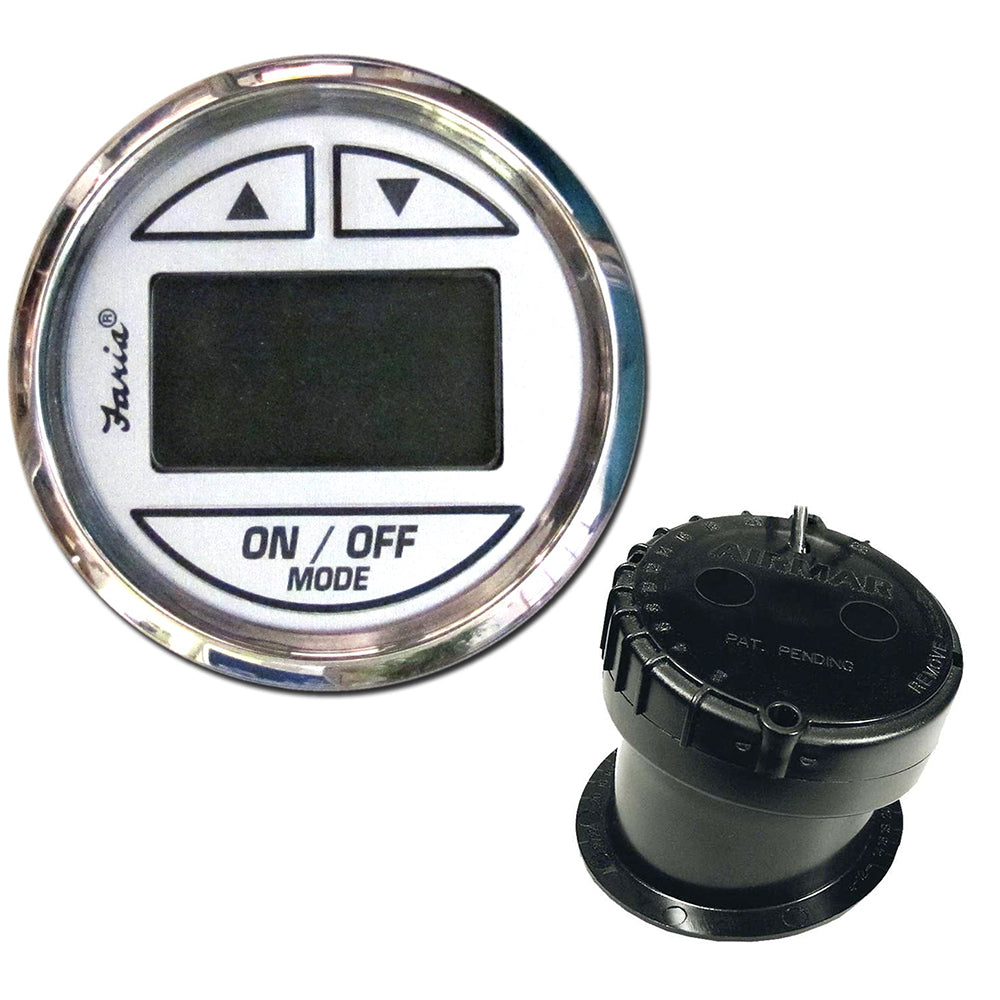 Faria Chesapeake White SS 2" Depth Sounder gauge with in-hull transducer for marine depth measurement and navigation.