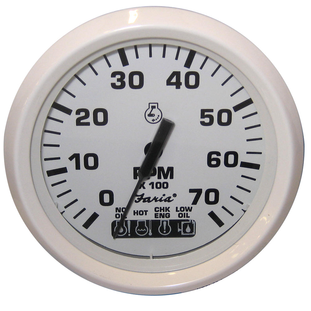 Compte-tours Faria Dress White 4" avec indicateur de contrôle du système - 7 000 tr/min (essence) (moteur hors-bord Johnson/Evinrude)