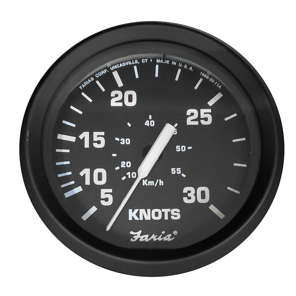 Compteur de vitesse Faria Euro Black 4" - 30 nœuds (Pitot)