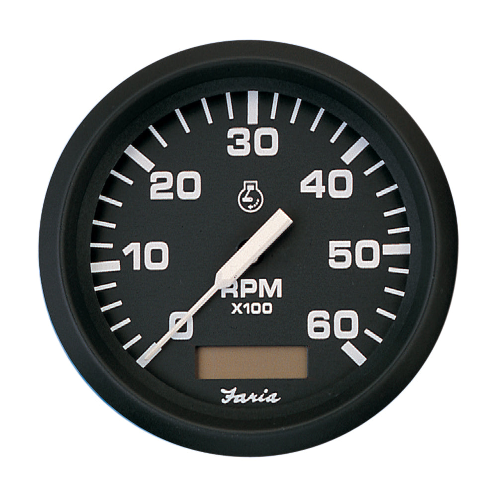 Compte-tours Faria Euro Black 4" avec horamètre - 6 000 tr/min (essence - intérieur)