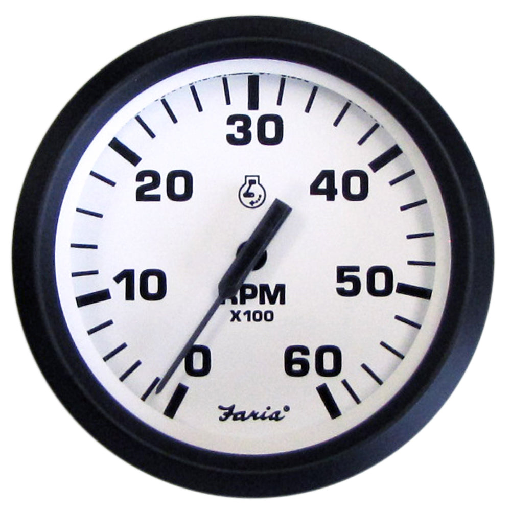 Tachymètre Faria Euro White 4" - 6 000 tr/min (essence) (E/S intérieures)