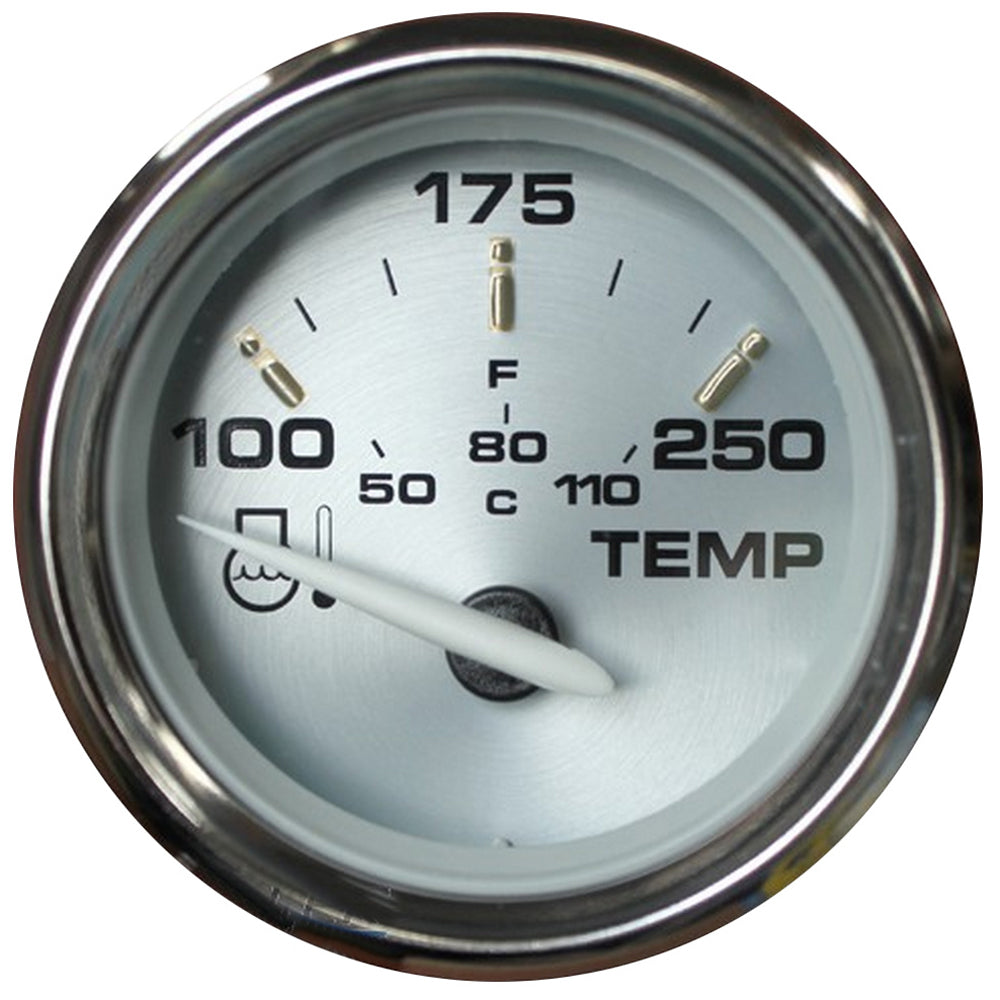 Faria Kronos 2-inch water temperature gauge by Faria Beede Instruments showing temperature dial and markings