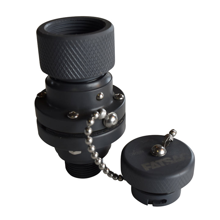 FATSAC check valve and adapter accessory, featuring durable plastic fittings for water system installation.