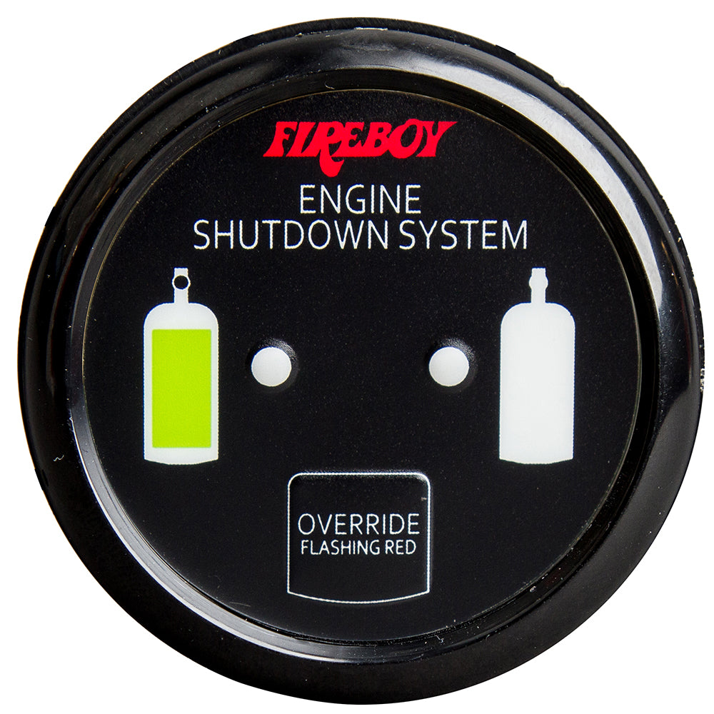 Fireboy-Xintex Deluxe Helm Display with gauge, LED color graphics, and black bezel for engine shutdown system, fume detector.