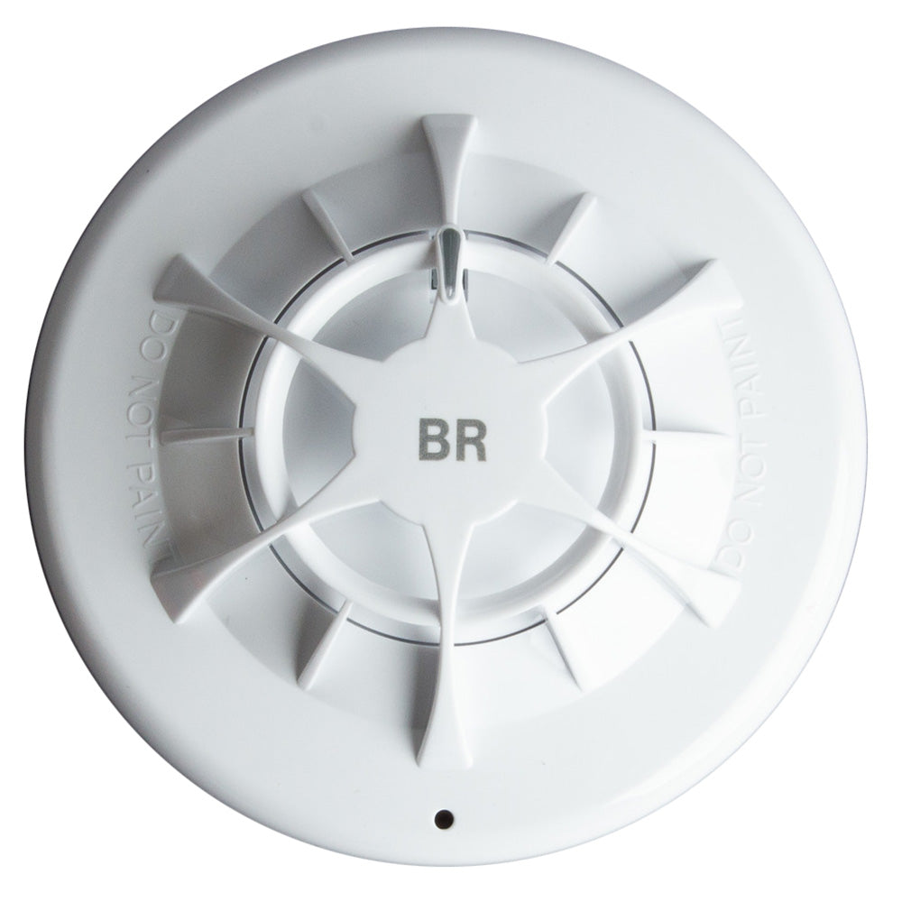 Fireboy-Xintex fixed heat detector with mounting base, designed for fire safety and smoke detection in commercial or industrial settings.