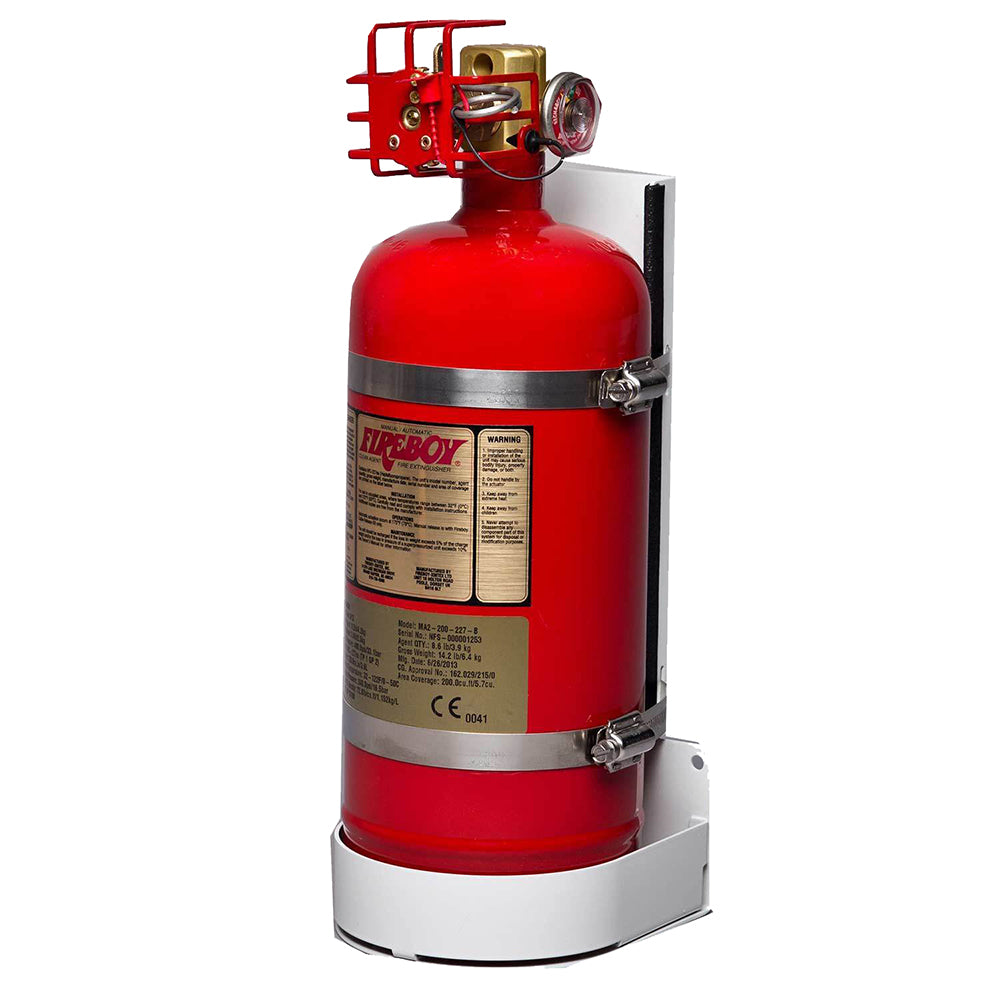 Fireboy-Xintex MA Series Fire Extinguishing System for 450 cubic feet, featuring integrated fume detectors and safety components.