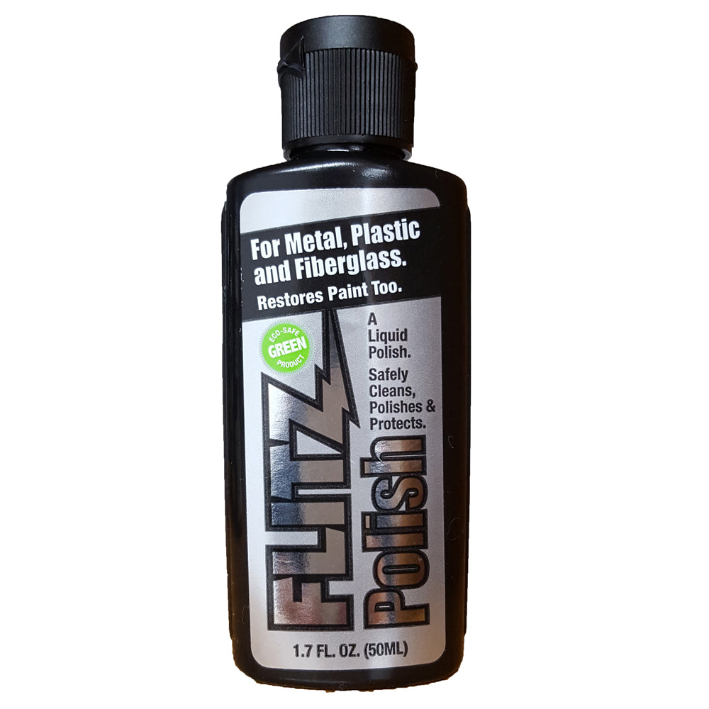 Flitz Liquid Polish in a 1.7oz bottle, a cleaning product for polishing and restoring various surfaces.